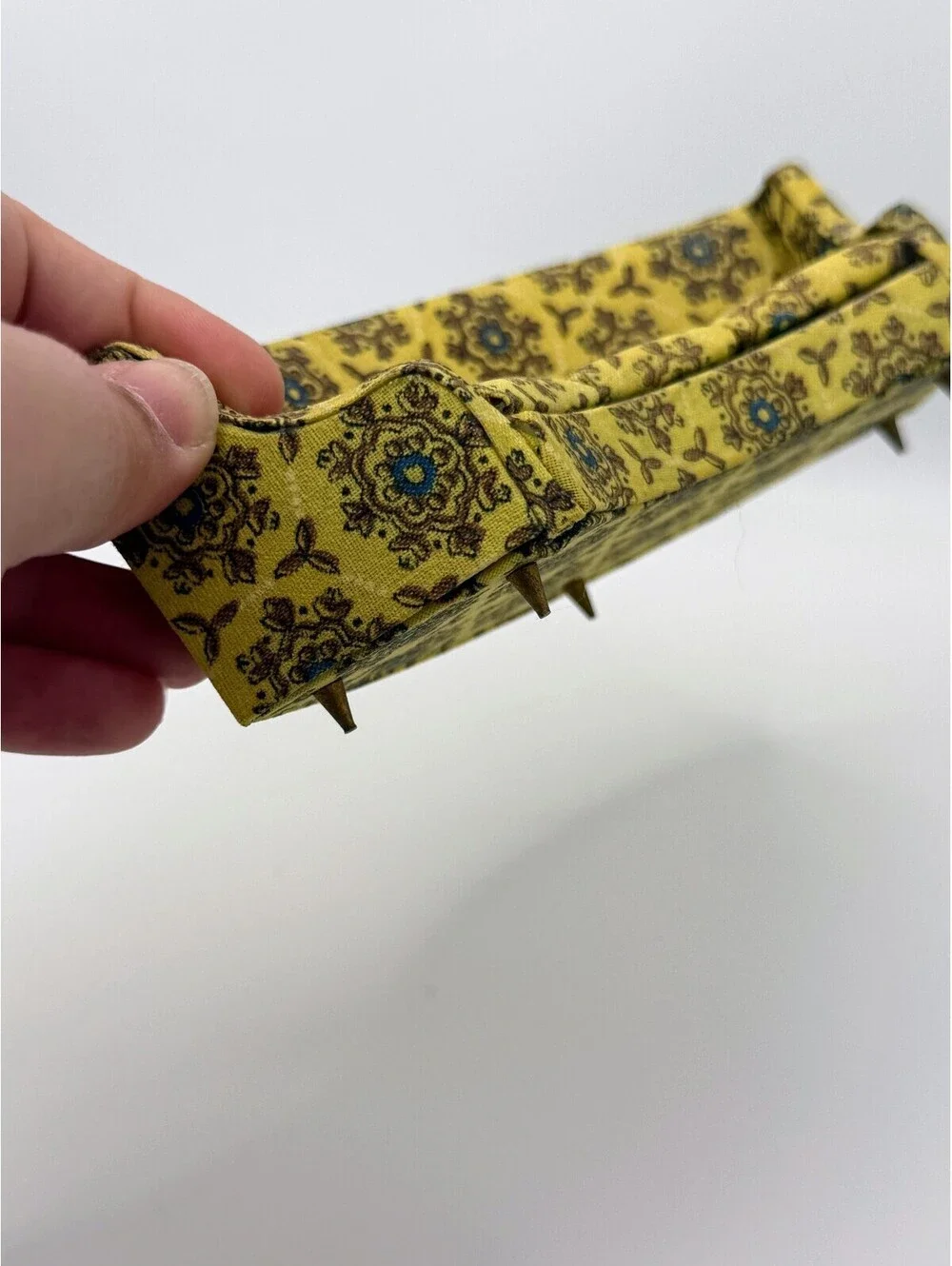1:12 Vintage Ideal Petite Princess Dollhouse Curved Sofa Yellow Floral 1960s